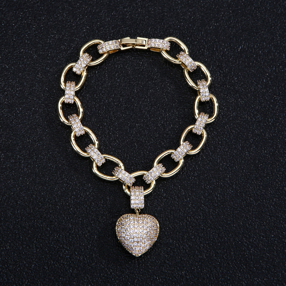 Beauty CYGlobal ™- Duo Collier & Bracelet coeur DIAMANT DORE