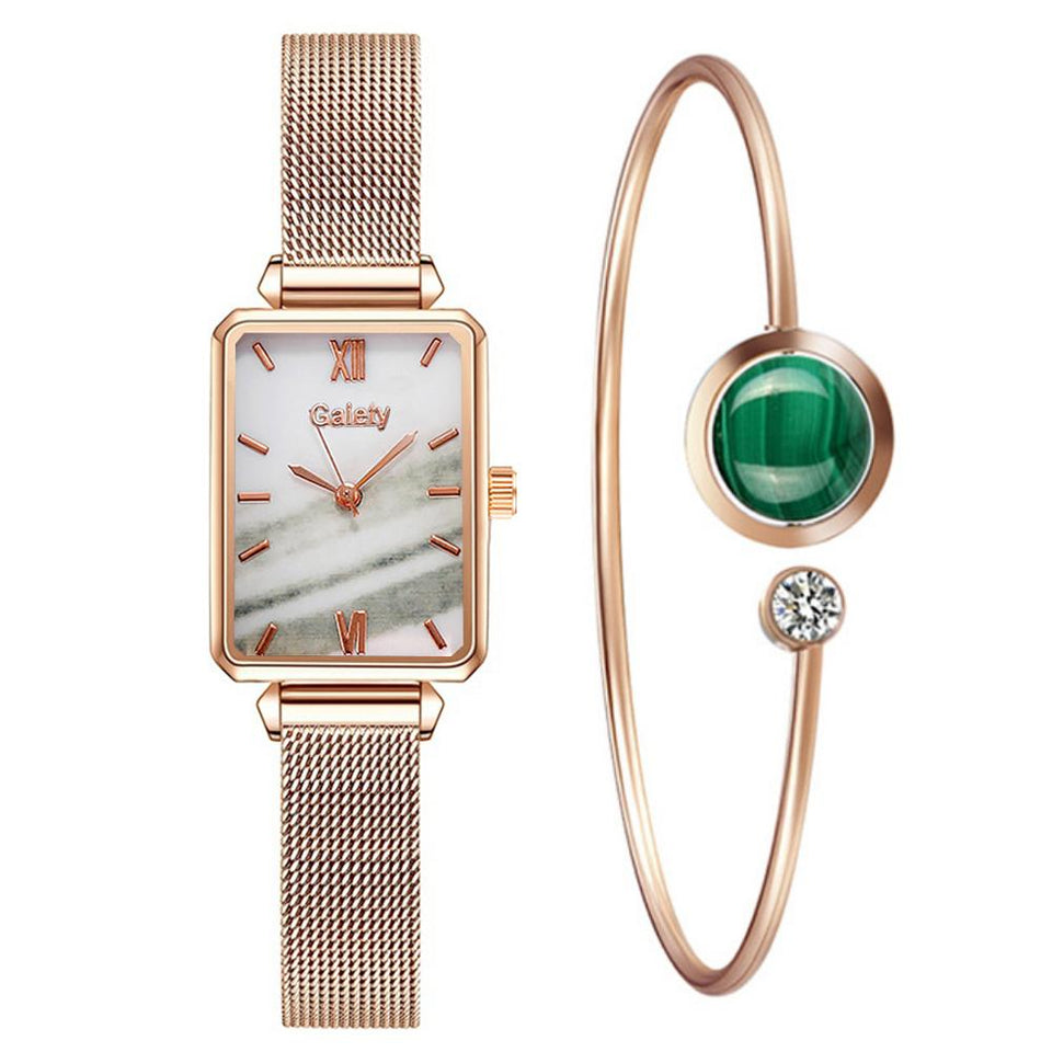 Beauty CYGlobal ™- Duo Montre à Quartz & Bracelet Gaiety  DIAMANT DORE