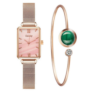 Beauty CYGlobal ™- Duo Montre à Quartz & Bracelet Gaiety  DIAMANT DORE