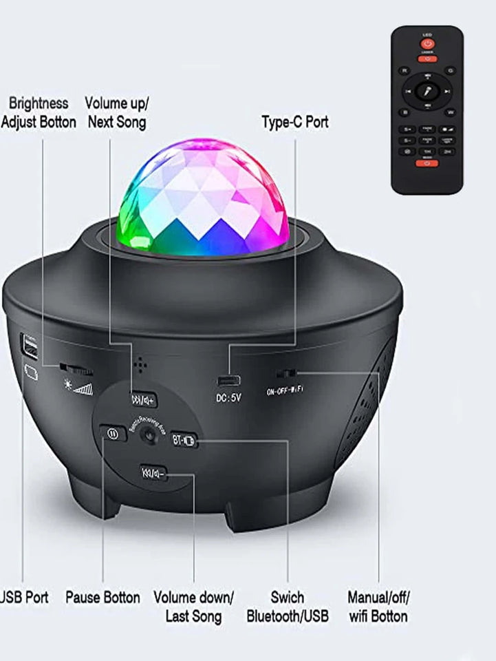 Beauty CYGlobal ™- Projecteur laser Galaxy "ciel étoilé" connecté avec haut-parleurs